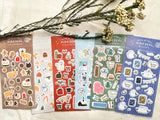 Furukawa Winter Foil Stamping Sheet of Stickers / Cat and Gift