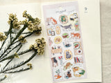 "with animals" Sheet of Stickers / Cats