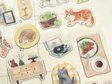 "with animals" Sheet of Stickers / Cats