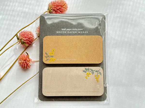 Die-Cut Botanical Kraft Paper Sticky Notes - Mimosa