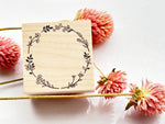 Japanese Botanical Garden Wooden Rubber Stamp - Wild Flower Wreath