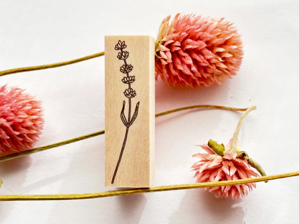 Japanese Botanical Wooden Rubber Stamp - Lavender