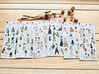 Pastel Color Girls Sheet of Stickers