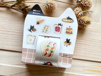 Cat Japanese Washi Masking Roll Stickers - Bread