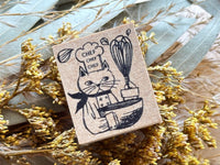 Kinotorico Original Wooden Rubber Stamp / Chat Pâtissier