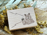 Japanese Wooden Rubber Stamp - Talking Bear