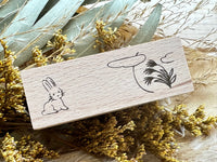 Japanese Wooden Rubber Stamp - Rabbit and the Moon