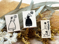 Sachi Hanko Original Wooden Rubber Stamp / Rose Girl