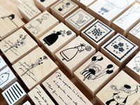 Sachi Hanko Original Wooden Rubber Stamp / Teatime Girl