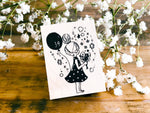 Nonnlala Original Rubber Stamp - Girl with Balloons