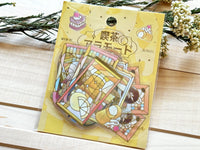 "Kissa A La Mode" Clear Flake Stickers with Foil Accents / Yellow