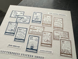 Oeda Letterpress "Stamp" Sticker Sheet - Dark Blue