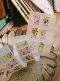 Meow Illustration Label Sticker Roll / Luminous