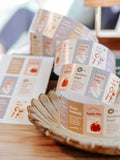 Meow Illustration Label Sticker Roll / Tea Party