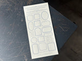 Oeda Letterpress "Frame" Sticker Sheet - Pale blue