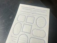Oeda Letterpress "Frame" Sticker Sheet - Pale blue