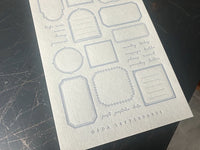 Oeda Letterpress "Frame" Sticker Sheet - Pale blue