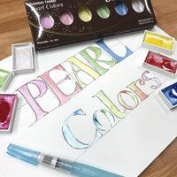 KURETAKE Gansai Tambi 6 Color Watercolor Palette -  Metallic Pearl