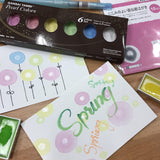 KURETAKE Gansai Tambi 6 Color Watercolor Palette -  Metallic Pearl