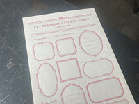Oeda Letterpress "Frame" Sticker Sheet - Rose Pink