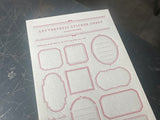 Oeda Letterpress "Frame" Sticker Sheet - Rose Pink