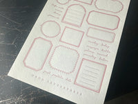 Oeda Letterpress "Frame" Sticker Sheet - Rose Pink