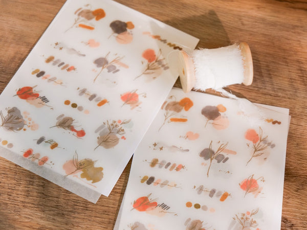 Meow Illustration Transfer Stickers / Rosewood