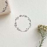 Japanese Botanical Garden Wooden Rubber Stamp - Wild Flower Wreath