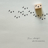 Japanese Botanical Wooden Rubber Stamp - Birds
