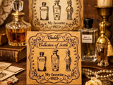 Vintage Perfume Bottles Illustration Rubber Stamp