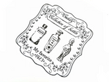 Vintage Perfume Bottles Illustration Rubber Stamp