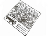 Retro "Bus to Happiness" Vintage Map Illustration Stamp