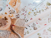 15% off - Meow Illustration / Woodland Story Wash Tape with Matte Gold