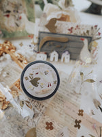 Meow Illustration / Woodland Story Glossy PET tape with Matte Gold