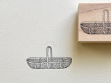 Japanese Wooden Rubber Stamp / Wire Basket