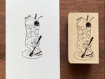 "Marle" Japanese Wooden Rubber Stamp - Cream Soda