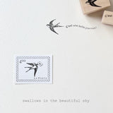 Japanese Wooden Rubber Stamp / Lucky Swallow