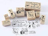 Cafe Bear Rubber Stamp Set of 8