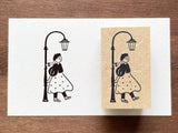 "Marle" Japanese Wooden Rubber Stamp - Under the Street Lamp