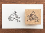 "Marle" Japanese Wooden Rubber Stamp - Snack Time