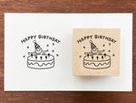 "Marle" Japanese Wooden Rubber Stamp - Happy Birthday