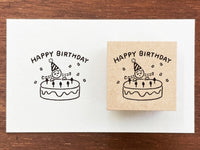 "Marle" Japanese Wooden Rubber Stamp - Happy Birthday