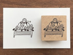 "Marle" Japanese Wooden Rubber Stamp - Flower Gril