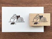 "Marle" Japanese Wooden Rubber Stamp - Reading Gril