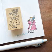 "Marle" x Uni-Ball One Japanese Wooden Rubber Stamp