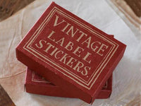 Lin Chia Ning / Vintage Label Sticker Set - Red Box (with vintage distressed background color )