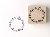 Japanese Botanical Garden Wooden Rubber Stamp - Flower Wreath