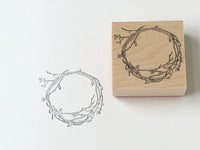 Japanese Botanical Garden Wooden Rubber Stamp - Wreath