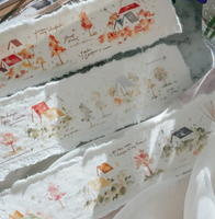 10% off - Meow Masking Tape with Release Paper / Little Houses - warm colors