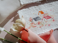 10% off - Meow Masking Tape with Release Paper / Little Houses - warm colors